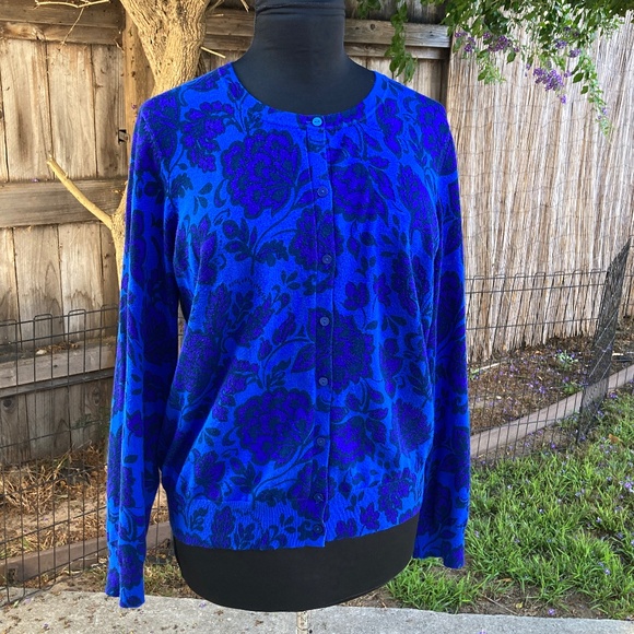 Eye Catching Blue Floral Cardigan - Picture 1 of 8